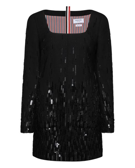 Thom Browne Black Sequinned Mini Dress