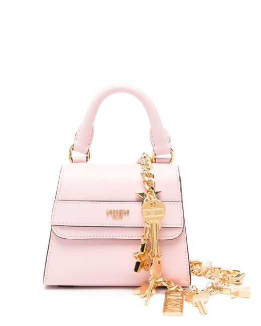 Moschino Pink Logo-lettering Leather Tote Bag