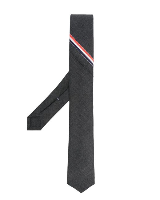 Thom Browne Black Rwb-Stripe Wool Tie for men