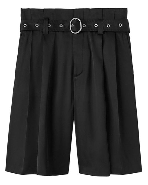 Jil Sander Black Pleated Belted Shorts for men