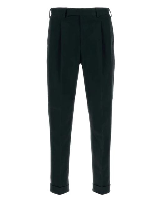 PT Torino Black Pleated-Cuffed Trousers for men