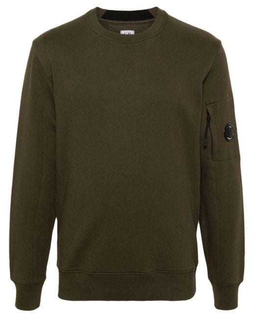 C P Company Green Crew Neck Cotton Sweatshirt for men