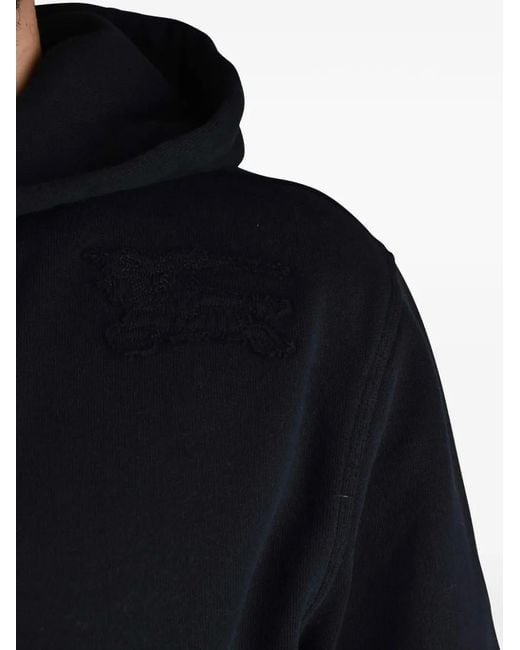 Burberry Blue Hoodie À Logo Brodé for men