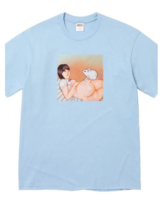 Supreme Blue Mouse-Graphic T-Shirt for men