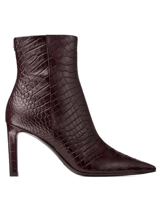 Jimmy Choo Brown 85Mm Frankie Crocodile-Effect Ankle Boots