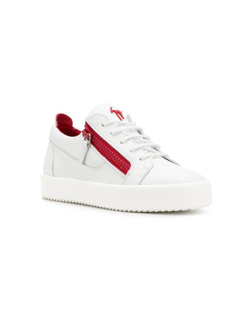 Giuseppe Zanotti Leather Frankie Double Zip Sneakers in White | Lyst