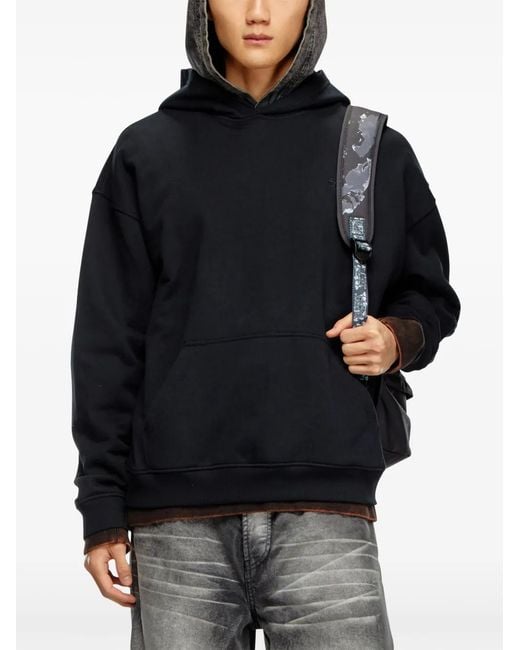 DIESEL Black S-Boxt-Hoodie With Bleached Logo for men