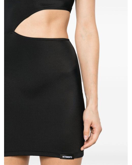Vetements Black One-shoulder Jersey Minidress
