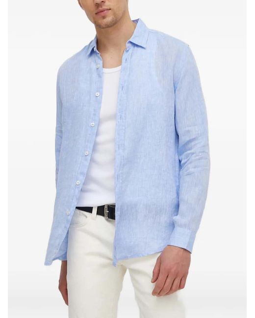 Benetton Blue Classic-Collar Shirt for men