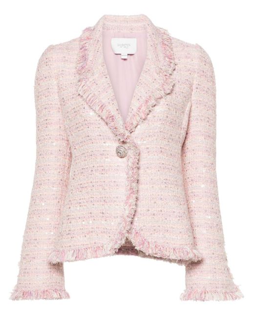 Giambattista Valli Pink Frayed-edge Tweed Jacket