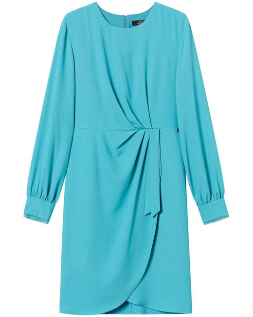 Twinset Blue Ruched-Detail Dress