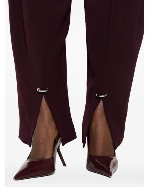 Mugler Red Pleated Split-Hem Trousers