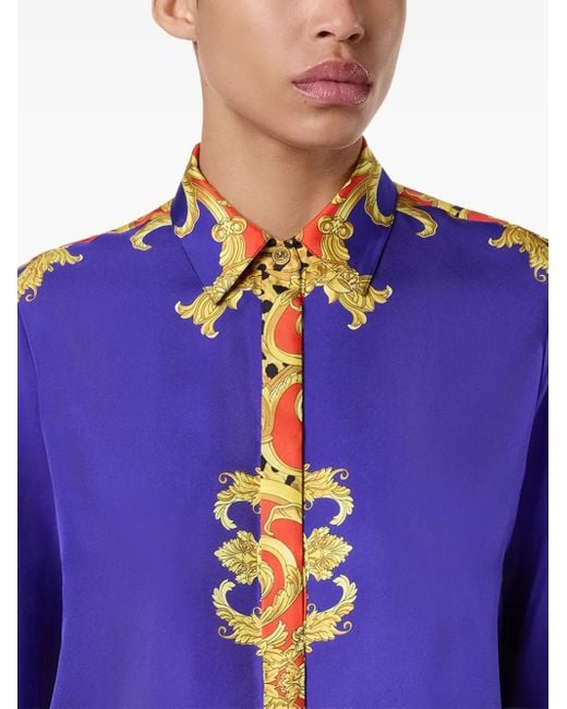 Versace Blouse Met Barokprint in het Blue