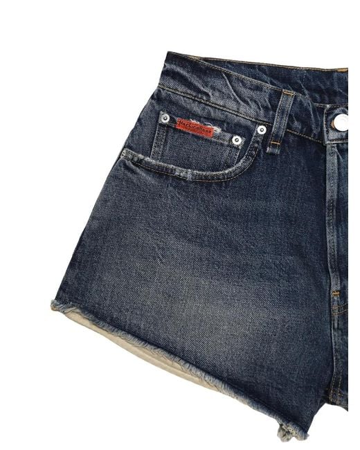 Martine Rose Blue Frayed Denim Shorts for men