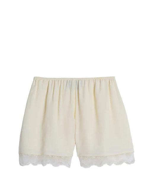 Simone Rocha White Lace-Trim Negligée Mini Shorts
