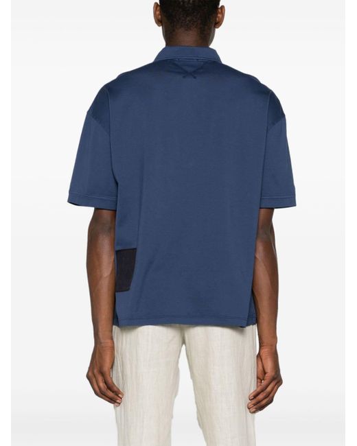 C P Company Blue Cotton Jersey Polo Shirt for men