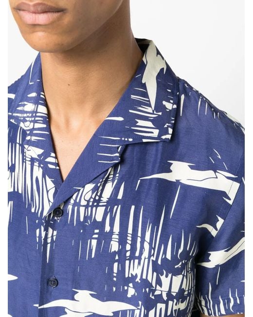 Orlebar Brown Blue Hibbert Graphic-Print Shirt for men