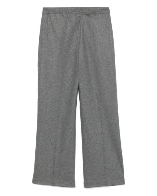 Seventy Gray Knitted Brushed Wool Straight Trousers