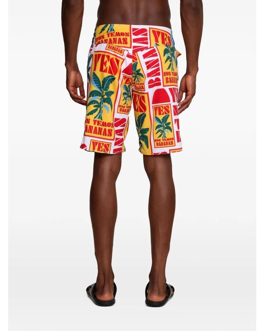 Amir Slama White Leaf-Print Deck Shorts for men