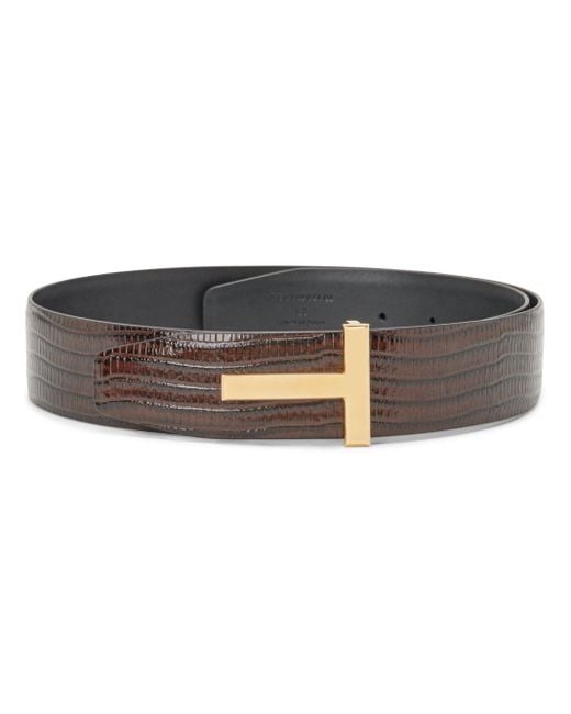 Tom Ford Brown T-Buckle Leather Belt for men