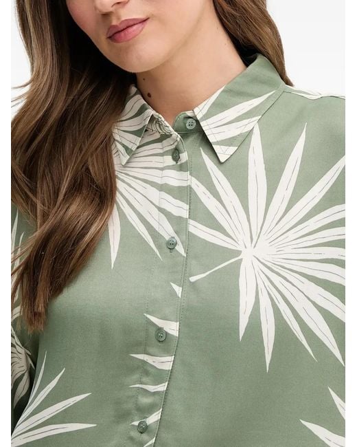 Ouí Green Leaf Print Shirt