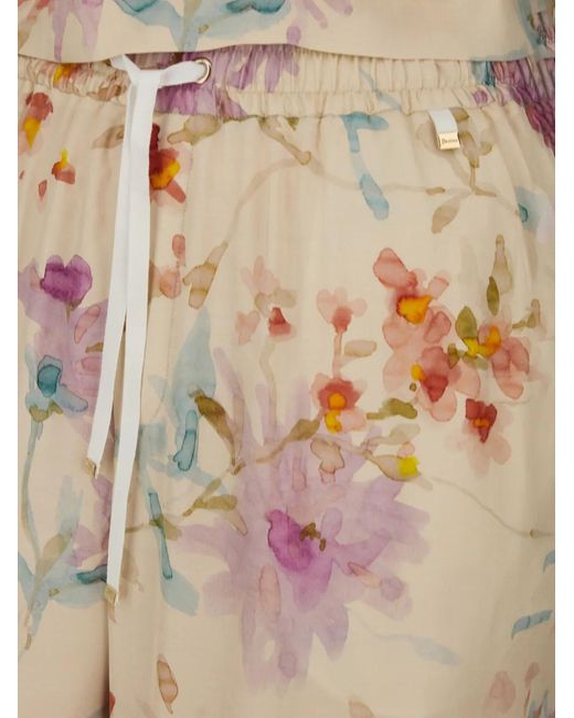 Herno Natural Floral-Print Trousers