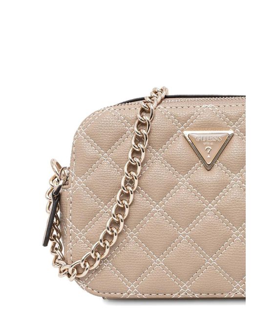 Guess Natural Giully Quilted Chain Cross Body Bag