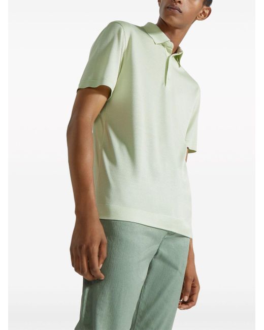 Zegna Green Mulberry-silk Polo Shirt for men