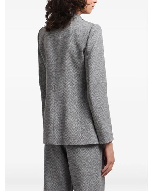 Emporio Armani Gray Herringbone Single-breasted Blazer
