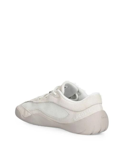 Lacoste White Net Low Logo-Patch Sneakers