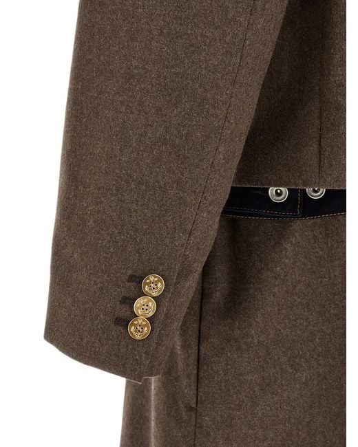 Sacai Brown Wool Flannel Denim Coat for men