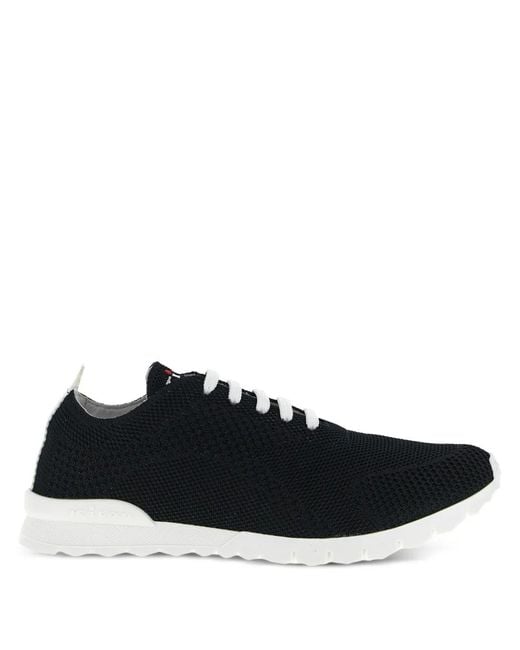 Kiton Black Knitwear Logo Embroidery Sneakers for men