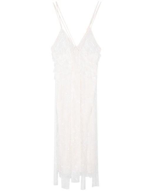 Blumarine White Chantilly-Lace Midi Dress