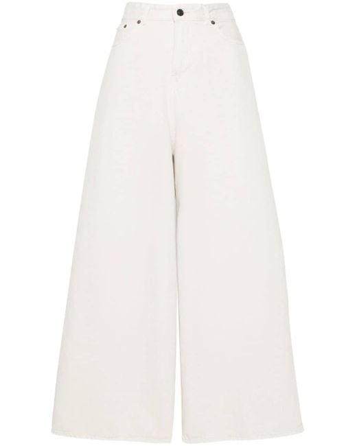 Haikure White Logo-patch Wide Jeans
