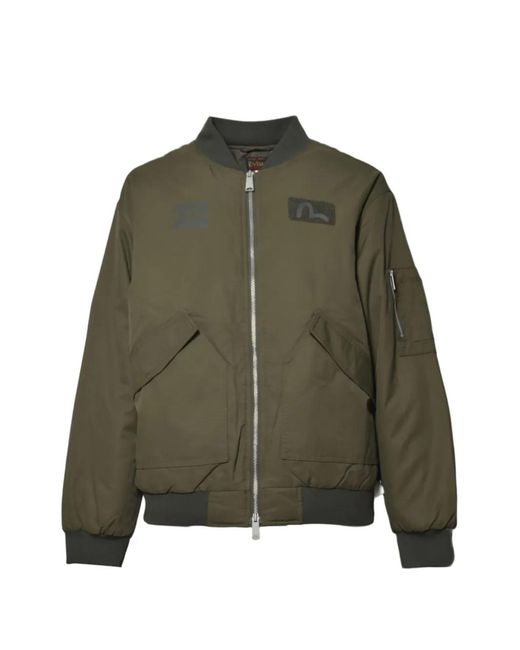 Evisu Green Seagull-Appliqué Print Bomber Jacket for men