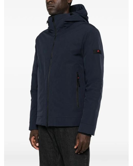 Peuterey Blue Hooded Logo-Patch Jacket for men