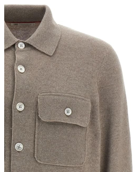 メンズ Brunello Cucinelli フラップポケット カーディガン Gray