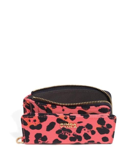Bimba Y Lola レオパード ジップ 財布 Red