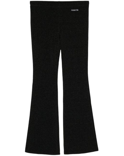 Pushbutton Black Logo-embroidered Lurex Flared Trousers