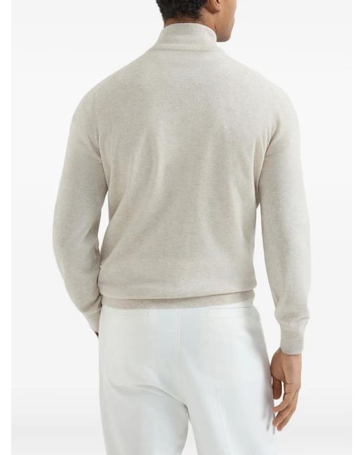 Brunello Cucinelli White Cashmere Cardigan for men