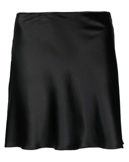 MANURI Black Silk A-line Skirt
