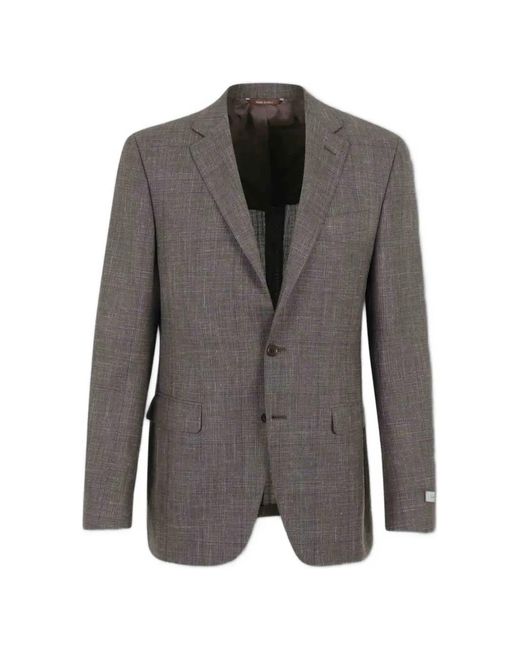 Canali Gray Checked Button Suit for men
