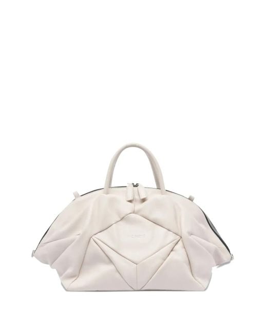 Vic Matié Pleated Leather Tote Bag Natural