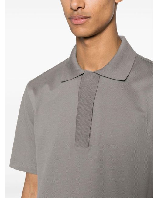 Lanvin Gray Short-sleeve Piquè Polo Shirt for men