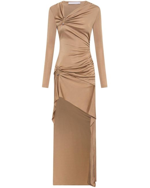 Dion Lee Natural Gathered-detail Asymmetric Maxi Dress