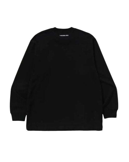 A Bathing Ape Black Long-Sleeve Logo-Patch Sweater for men