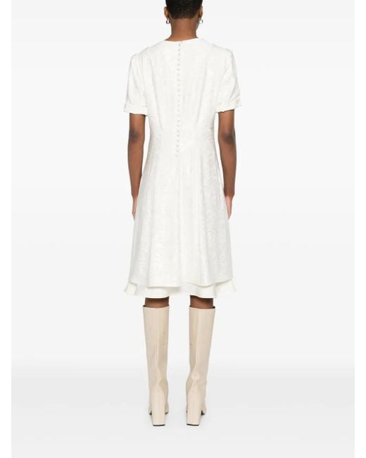 Jil Sander White Jacquard Short-Sleeve Dress