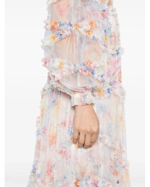Abito Da Sera A Fiori Con Ruches di Needle & Thread in Pink