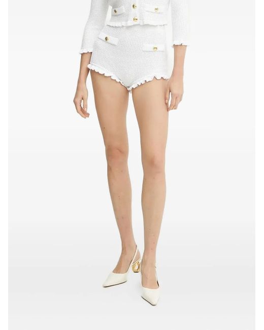 Elisabetta Franchi White Shorts mit Rüschen