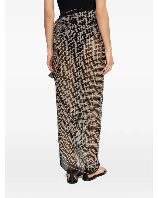 Balmain Black Paréo À Motifs